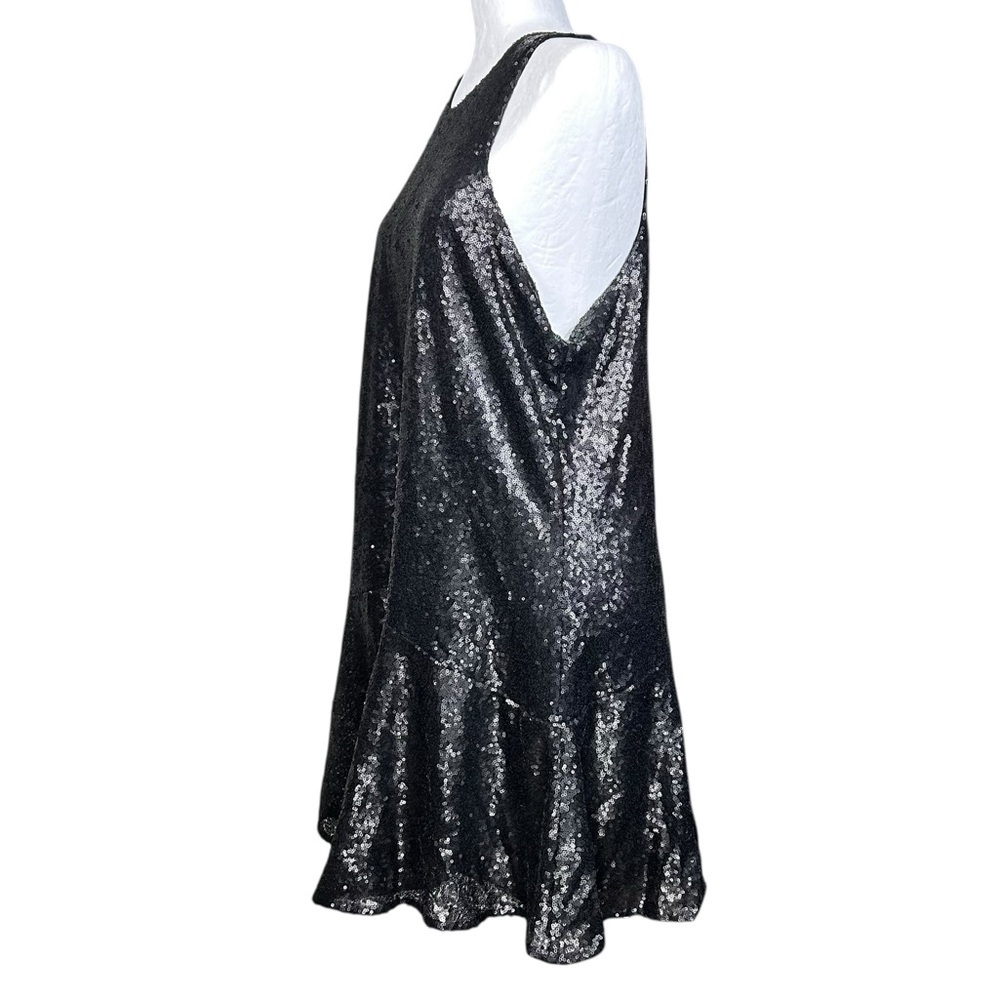Free People Liquid Shine Mini Dress L Sequin Drop Waist Party Holiday Shimmer - Picture 5 of 13